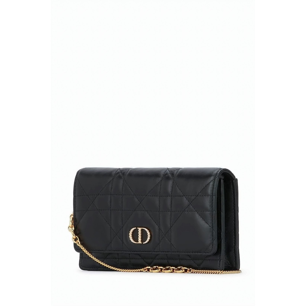 DIOR Quilted Lambskin Clutch With Gold-Tone Chain Strap - Picture 2 of 2
